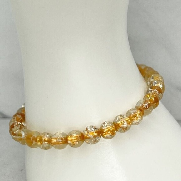 Clear and Gold Beaded Stretch Bracelet - Picture 6 of 6